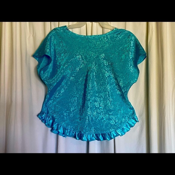 Secret Treasures Aqua Blue Silky Camisole, Floral Pattern, Size-M, Soft & Pretty - Picture 6 of 13